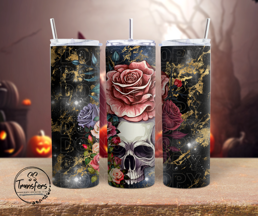 Scary Floral Skull Sub Tumbler Transfer