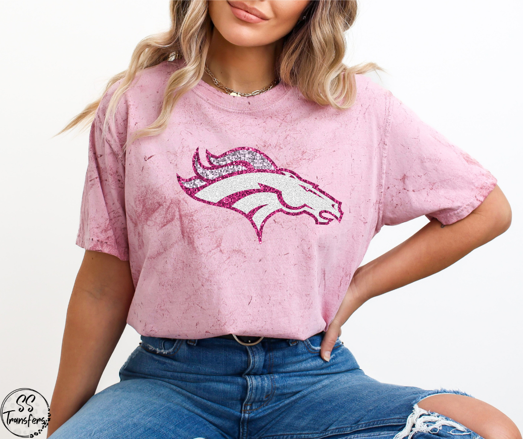 Faux Glitter Pink Football Pro Teams (All Pro Teams Avail) DTF Transfer