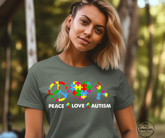 Peace Love Autism DTF Transfer
