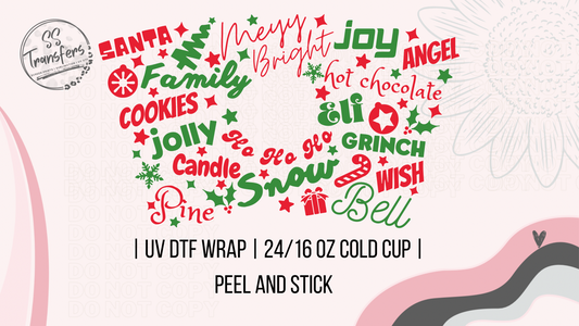 Christmas Words Cold Cup UV Wrap