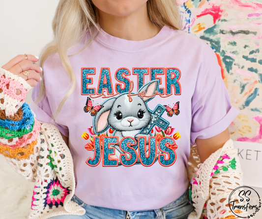 Easter is for Jesus Faux Glitter/Embroidered DTF Transfer
