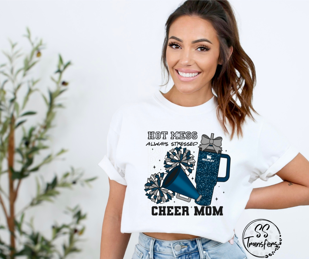 Hot Mess Cheer Mom (Multiple Color Combos) DTF Transfer