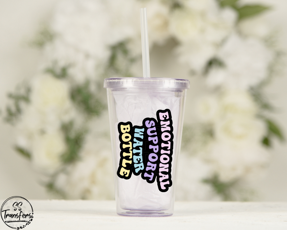 Emotional Support Water Bottle UV Decal