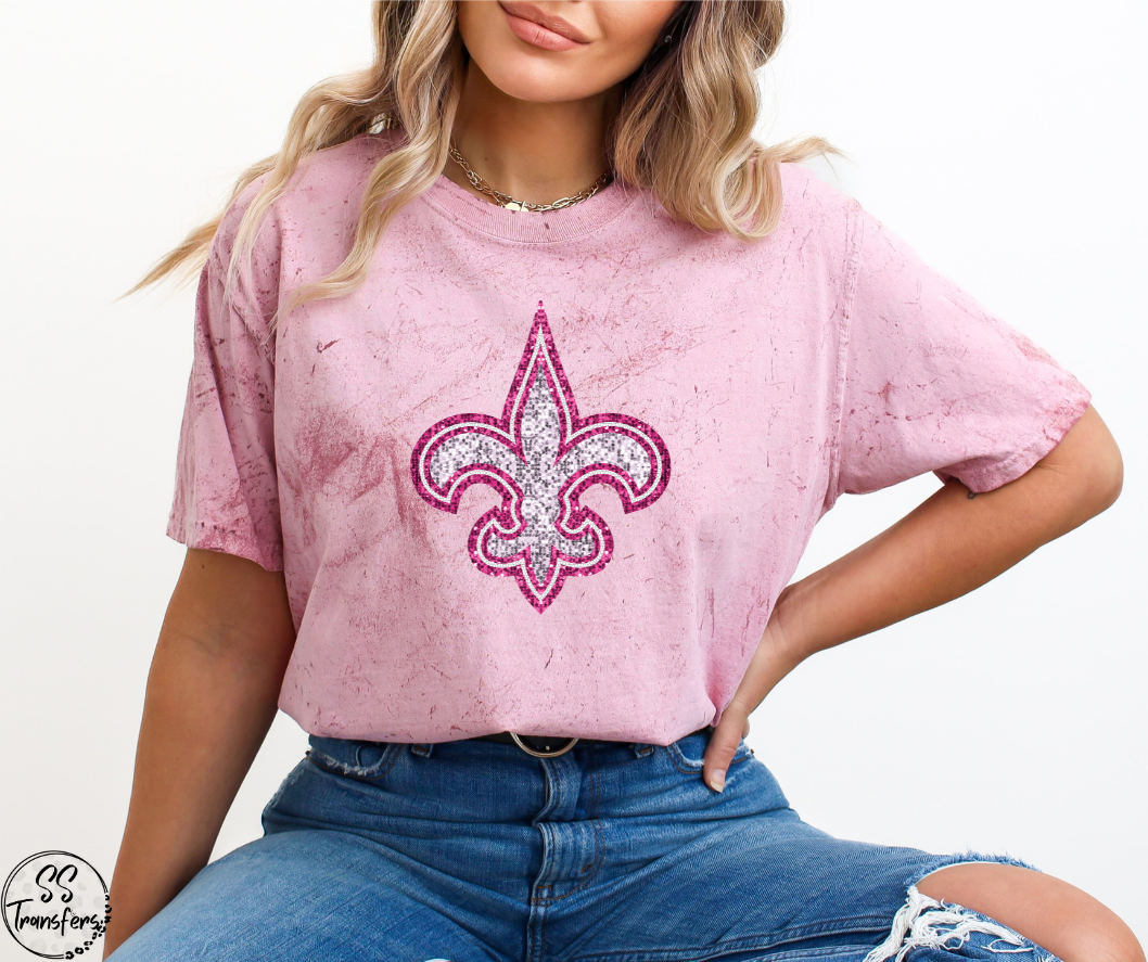 Faux Glitter Pink Football Pro Teams (All Pro Teams Avail) DTF Transfer