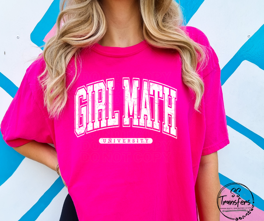 Girl Math University (Multiple Colors) DTF Transfer