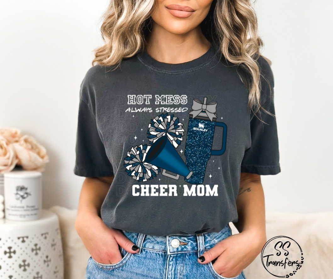 Hot Mess Cheer Mom (Multiple Color Combos) DTF Transfer