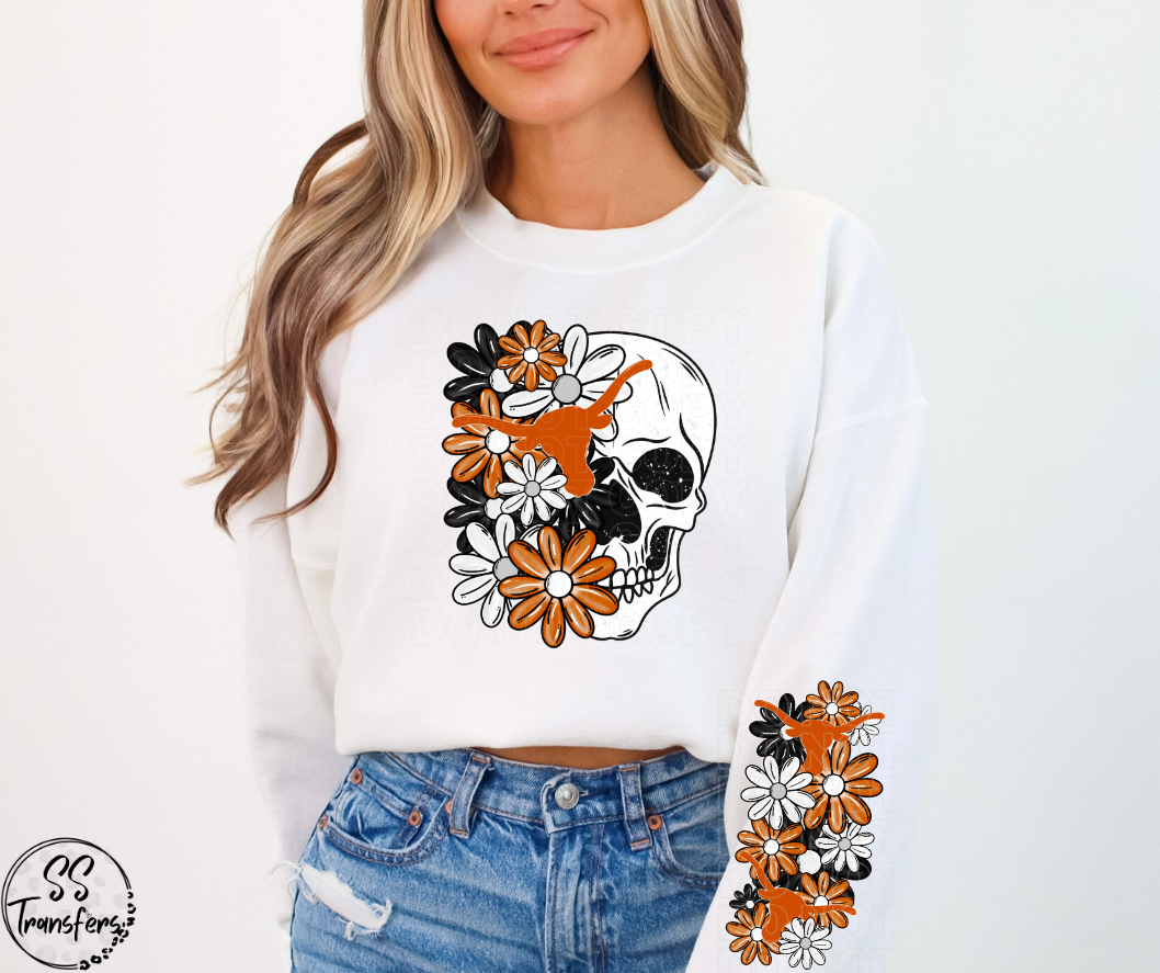 Floral Skull College Teams (w/ Sleeve Option) DTF Transfer