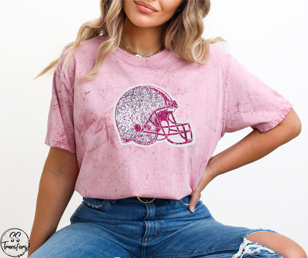 Faux Glitter Pink Football Pro Teams (All Pro Teams Avail) DTF Transfer