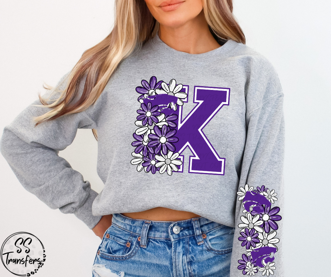 Floral Letter Pro+College Teams (w/ Sleeve Option) DTF Transfer