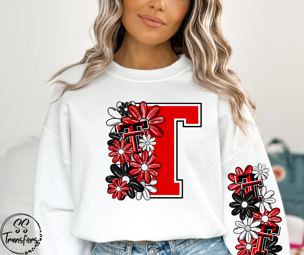 Floral Letter Pro+College Teams (w/ Sleeve Option) DTF Transfer