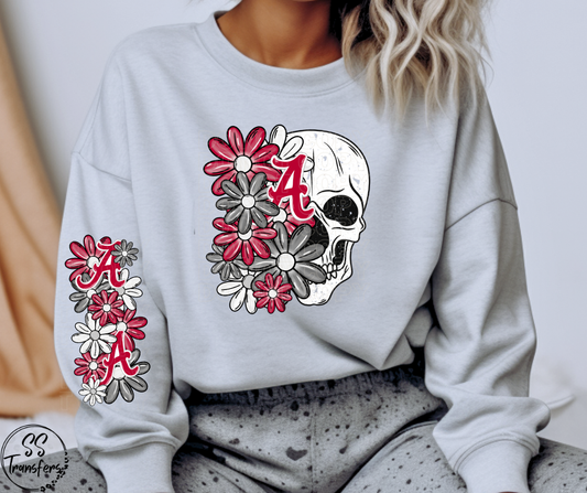 Floral Skull College Teams (w/ Sleeve Option) DTF Transfer