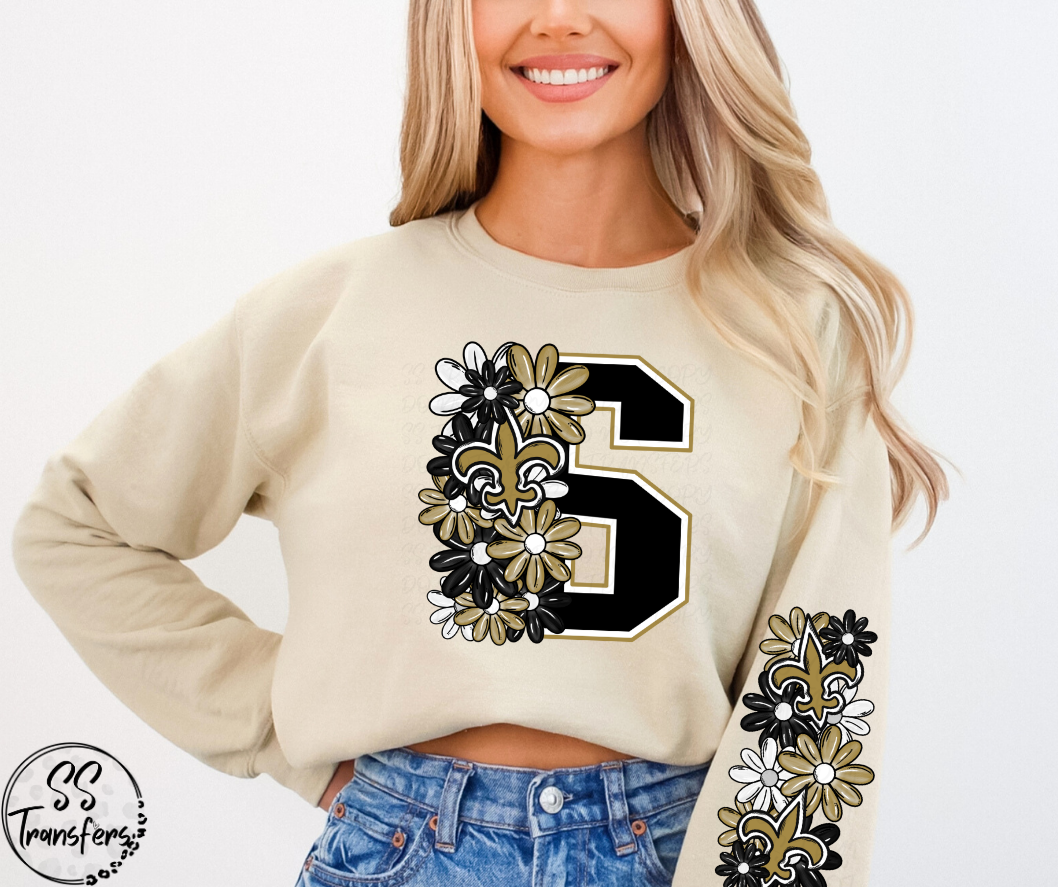 Floral Letter Pro+College Teams (w/ Sleeve Option) DTF Transfer