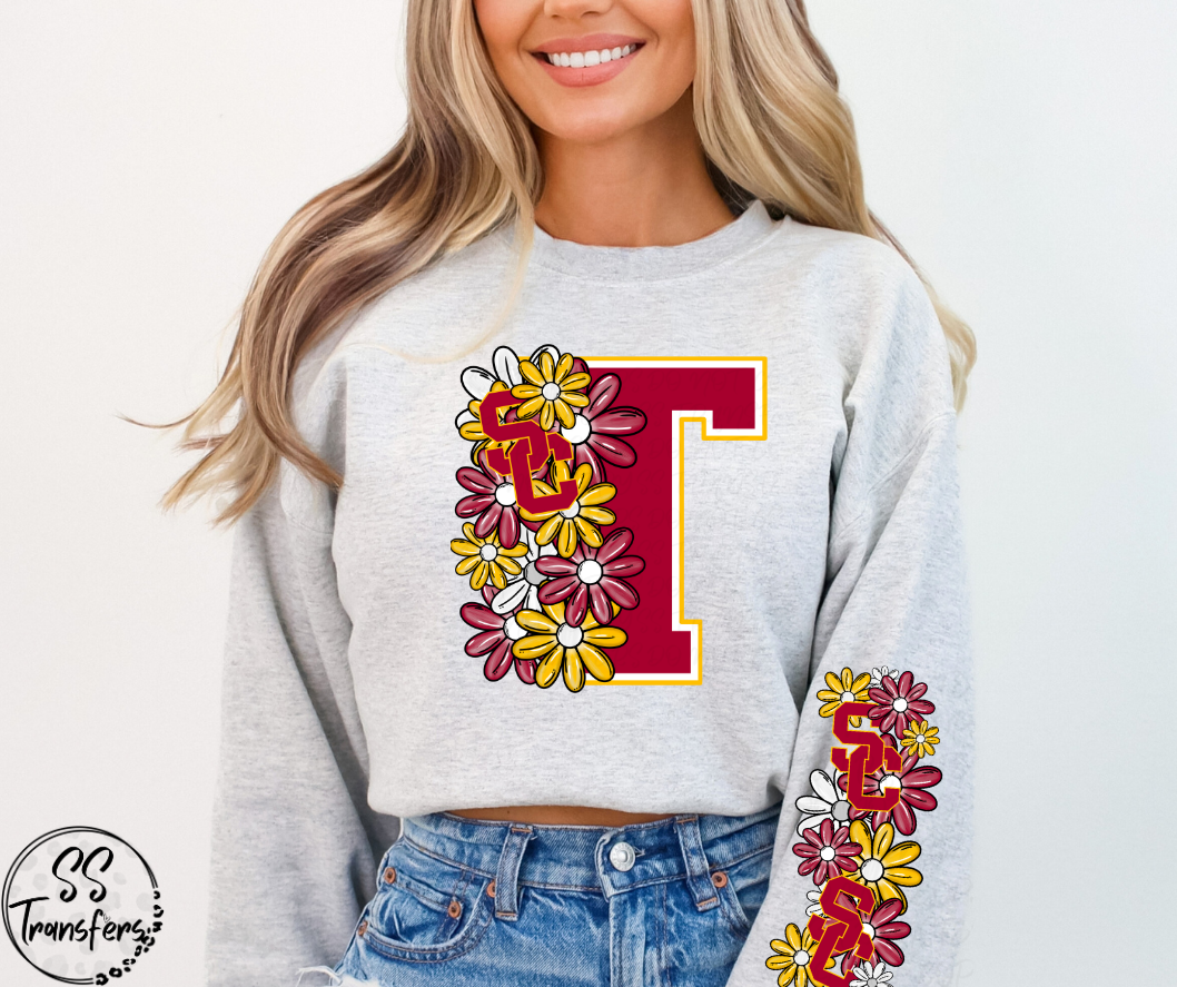 Floral Letter Pro+College Teams (w/ Sleeve Option) DTF Transfer