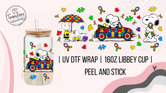 Snoop and Autism Puzzle Pieces Libbey UV Wrap