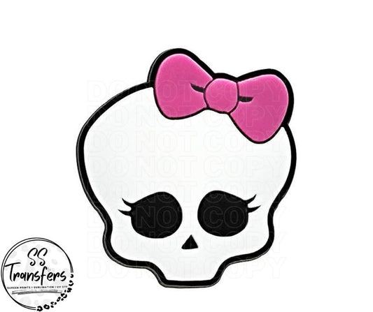 Pink Bow Skull Straw Topper