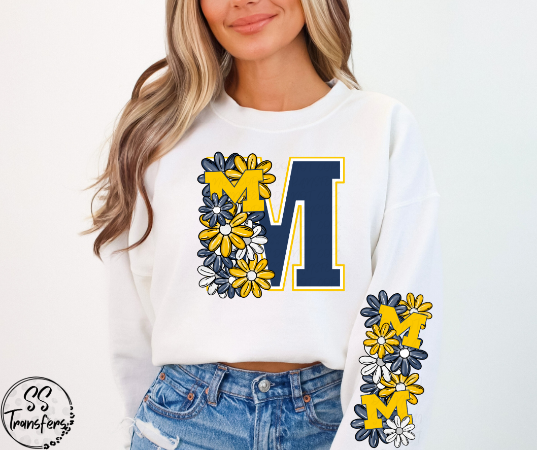 Floral Letter Pro+College Teams (w/ Sleeve Option) DTF Transfer