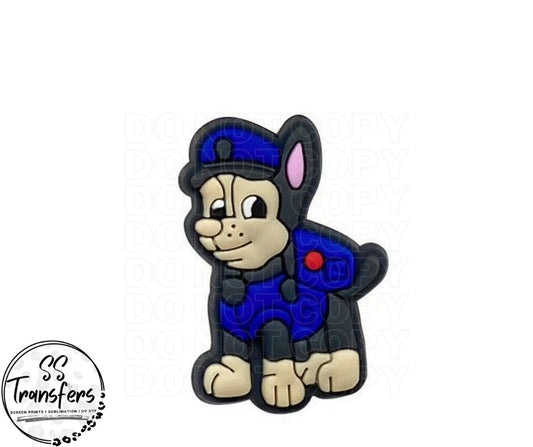 Blue Cop Pup Straw Topper