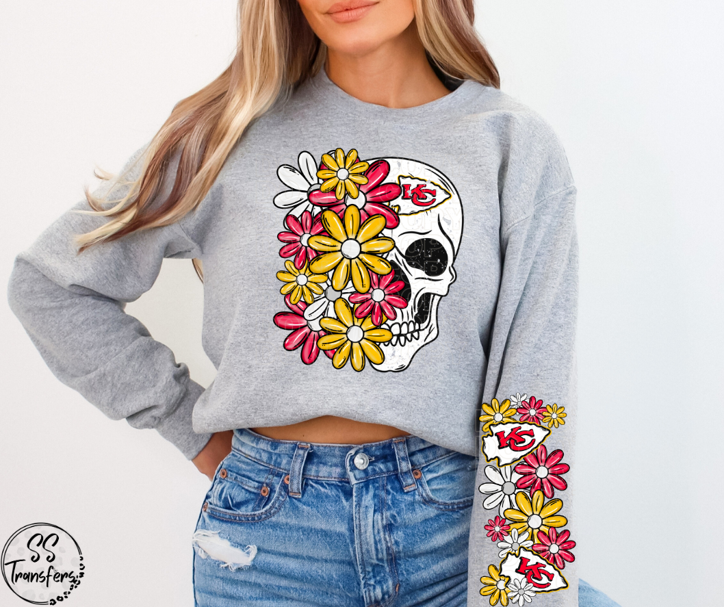 Floral Skull Pro Teams (w/ Sleeve Option) DTF Transfer