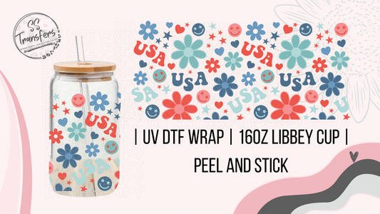 USA and Groovy Flowers Libbey UV Wrap