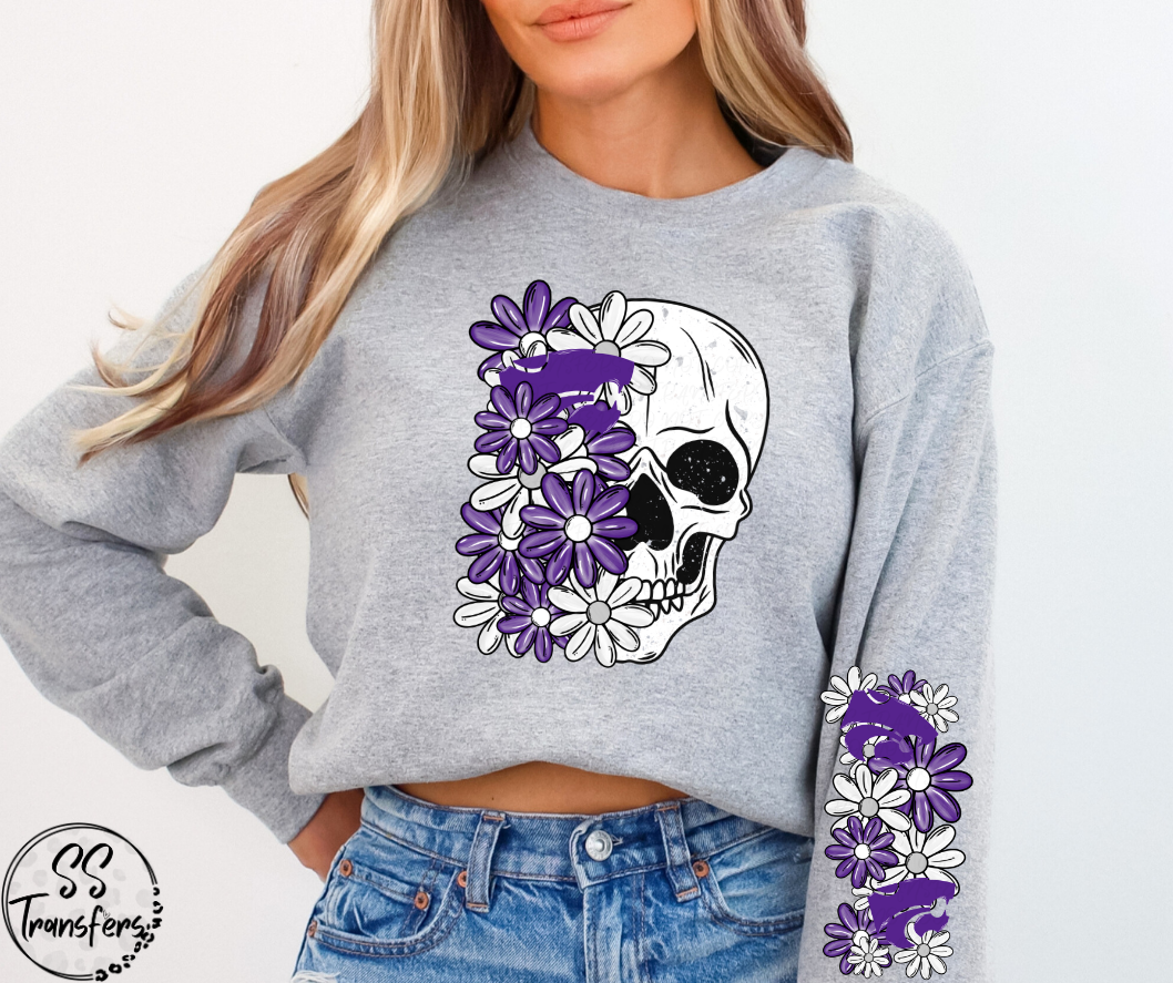 Floral Skull College Teams (w/ Sleeve Option) DTF Transfer