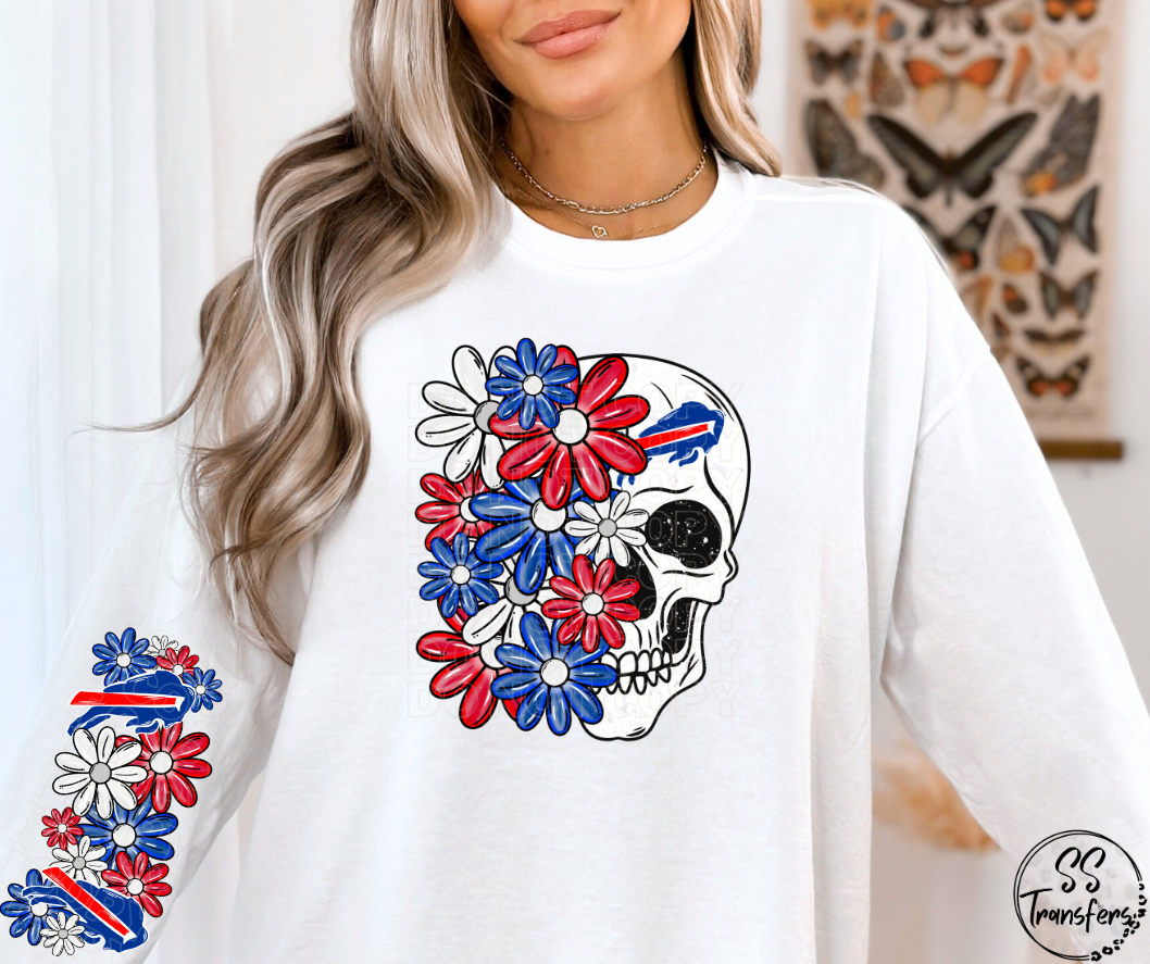 Floral Skull Pro Teams (w/ Sleeve Option) DTF Transfer