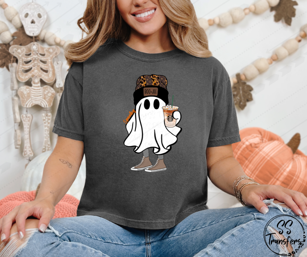 Boo Jee Beanie Coffee Ghost DTF Transfer