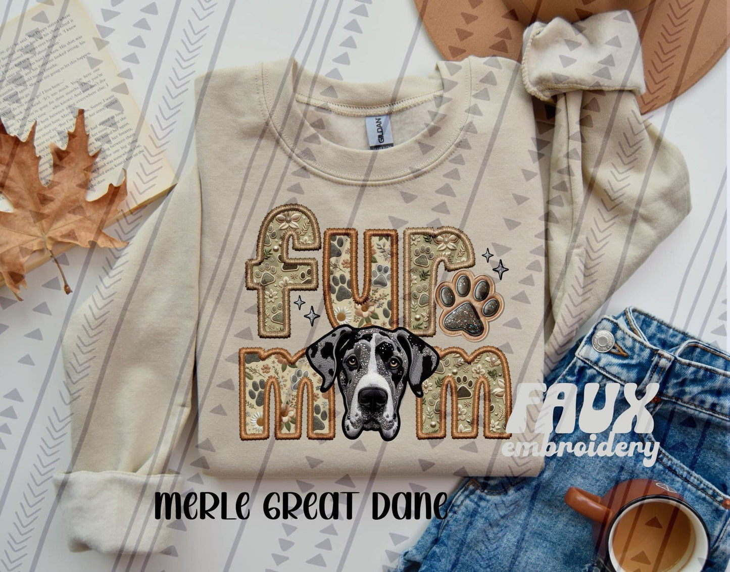 Fur Mom Dogs Faux Embroidered (Multiple Breed Choices) DTF Transfer