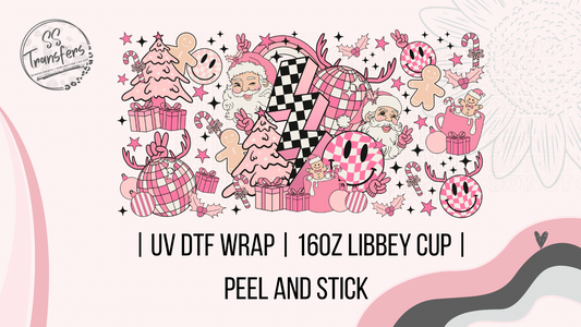 Pink Retro Christmas Libbey UV Wrap