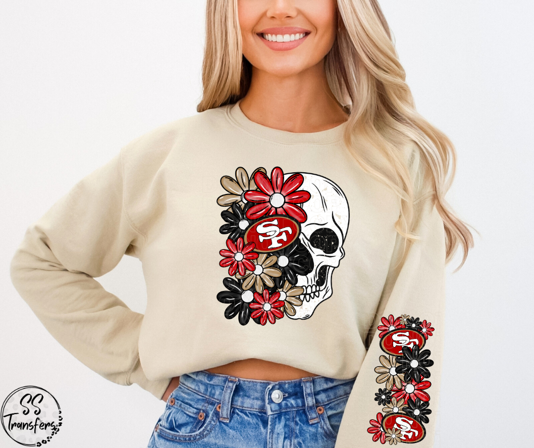 Floral Skull Pro Teams (w/ Sleeve Option) DTF Transfer