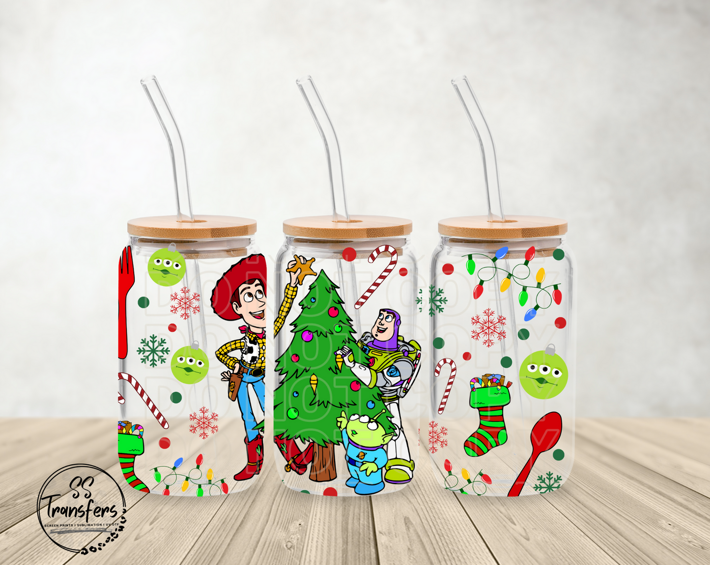 Woody and Buzz Christmas Libbey UV Wrap