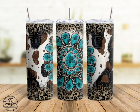 Turquoise Jewelry Cowhide/Leopard Sub Tumbler Transfer