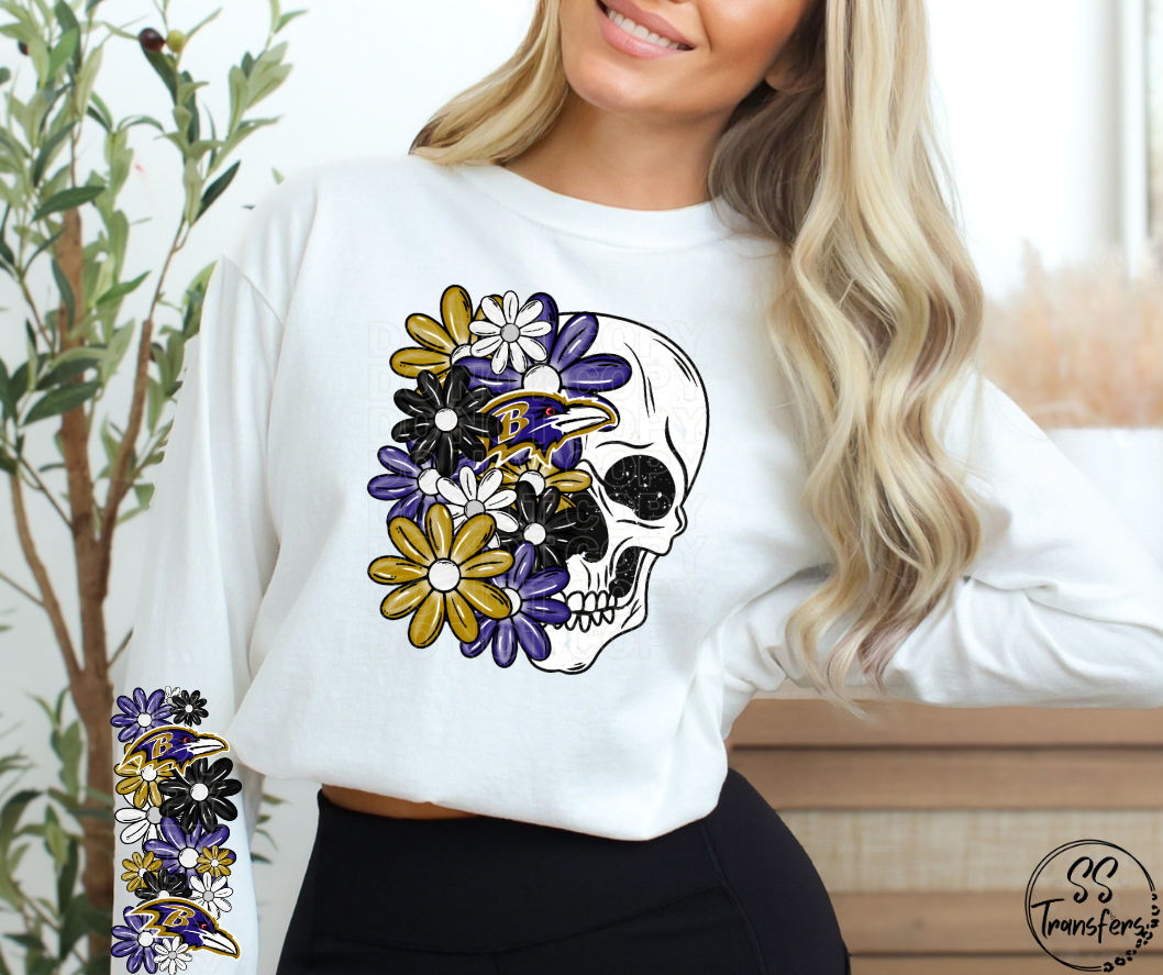 Floral Skull Pro Teams (w/ Sleeve Option) DTF Transfer