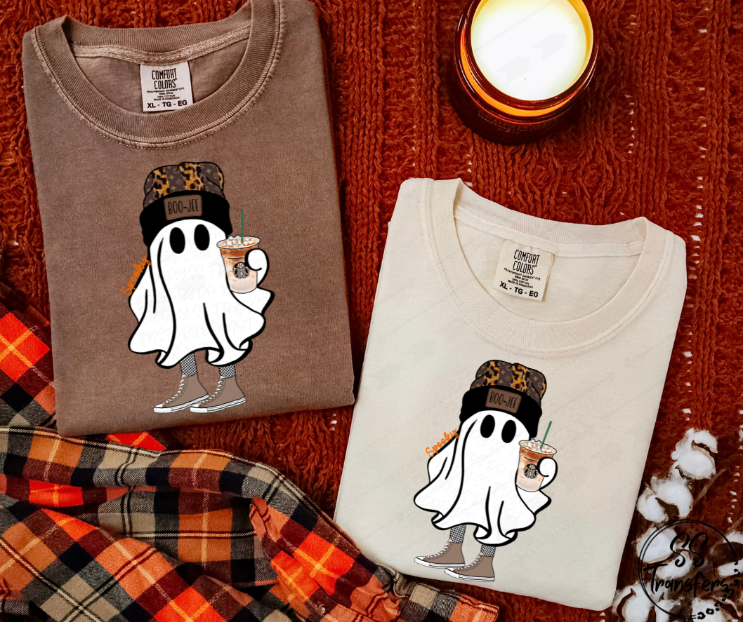 Boo Jee Beanie Coffee Ghost DTF Transfer