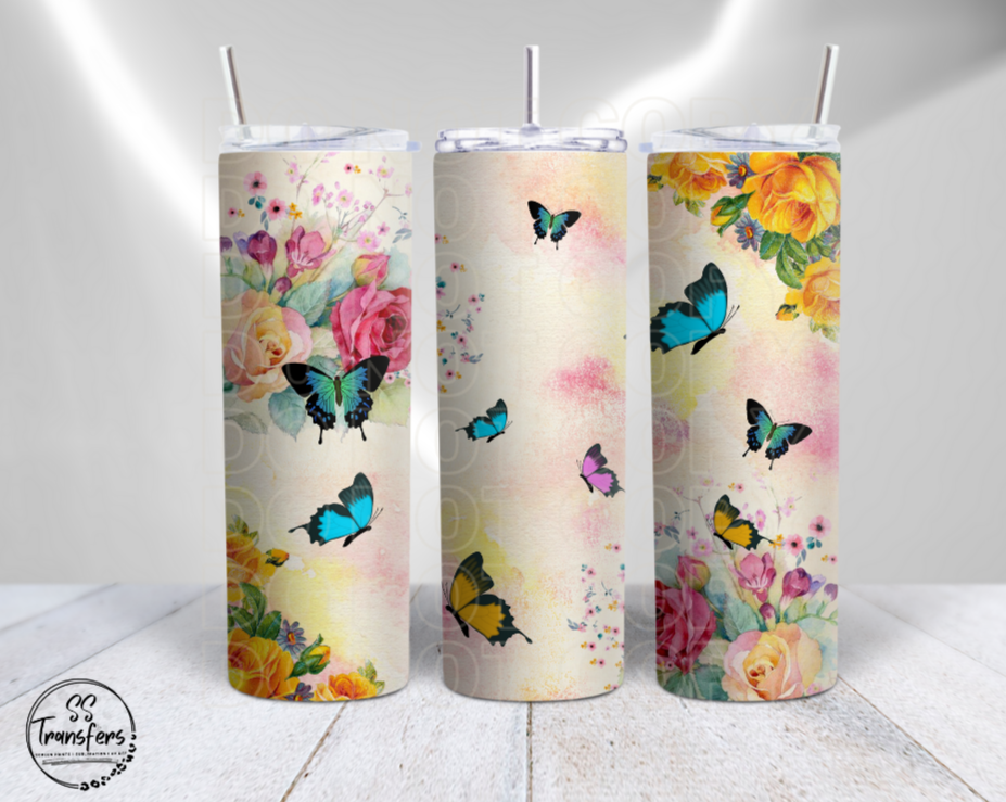 Butterfly Floral Sub Tumbler Transfer