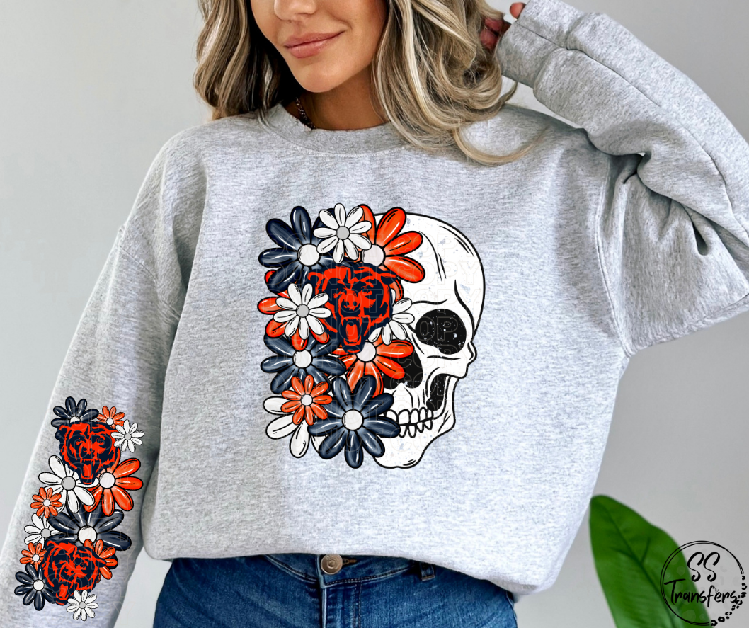 Floral Skull Pro Teams (w/ Sleeve Option) DTF Transfer