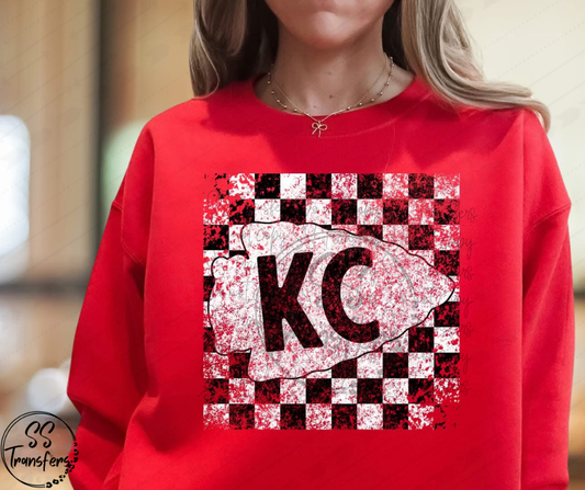 Checkered Distressed KC DTF Transfer