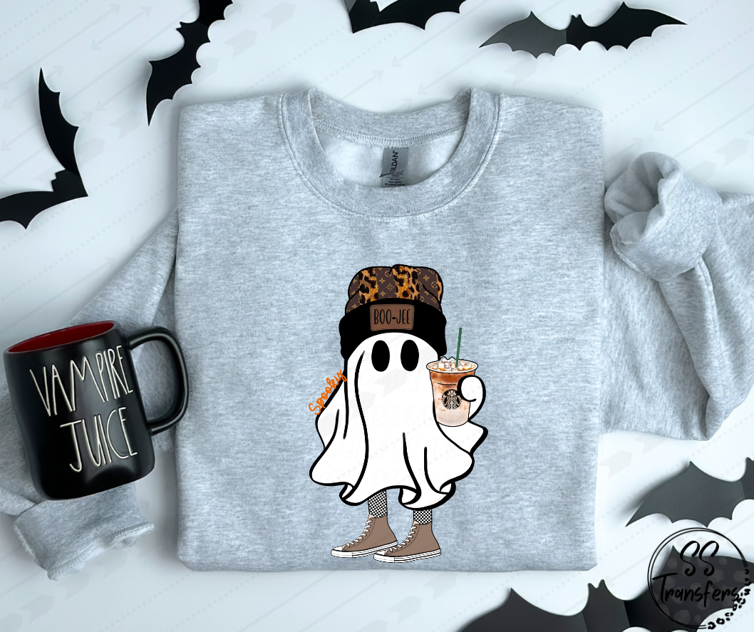 Boo Jee Beanie Coffee Ghost DTF Transfer