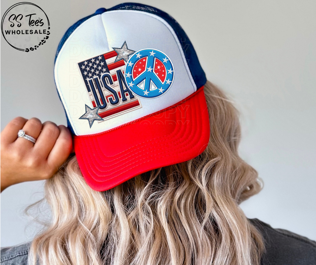 USA Faux Embroidered Hat DTF/Sub Transfer