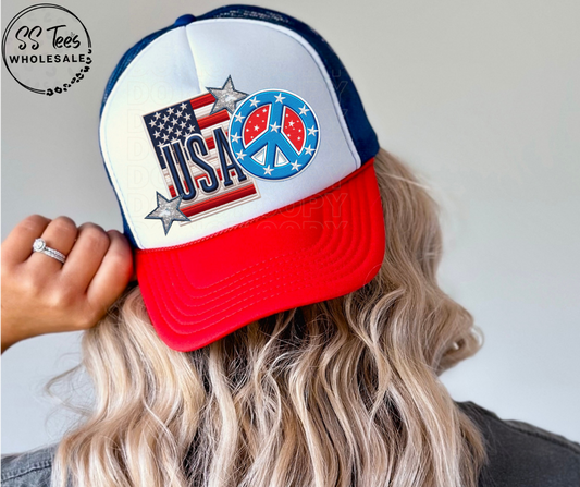 USA Faux Embroidered Hat DTF/Sub Transfer