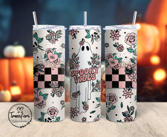 Spooky Vibes Floral Ghost Sub Tumbler Transfer