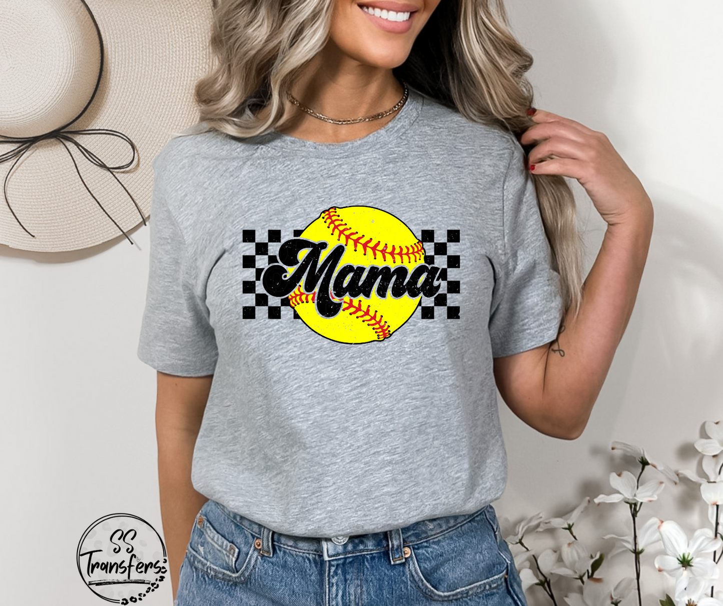 Checkered (Softball, Baseball) Mama DTF Transfer