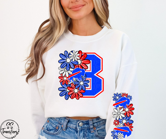 Floral Letter Pro+College Teams (w/ Sleeve Option) DTF Transfer