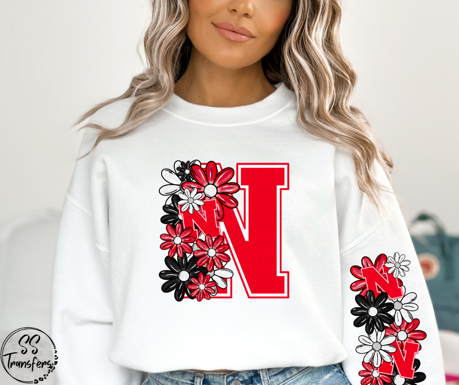 Floral Letter Pro+College Teams (w/ Sleeve Option) DTF Transfer