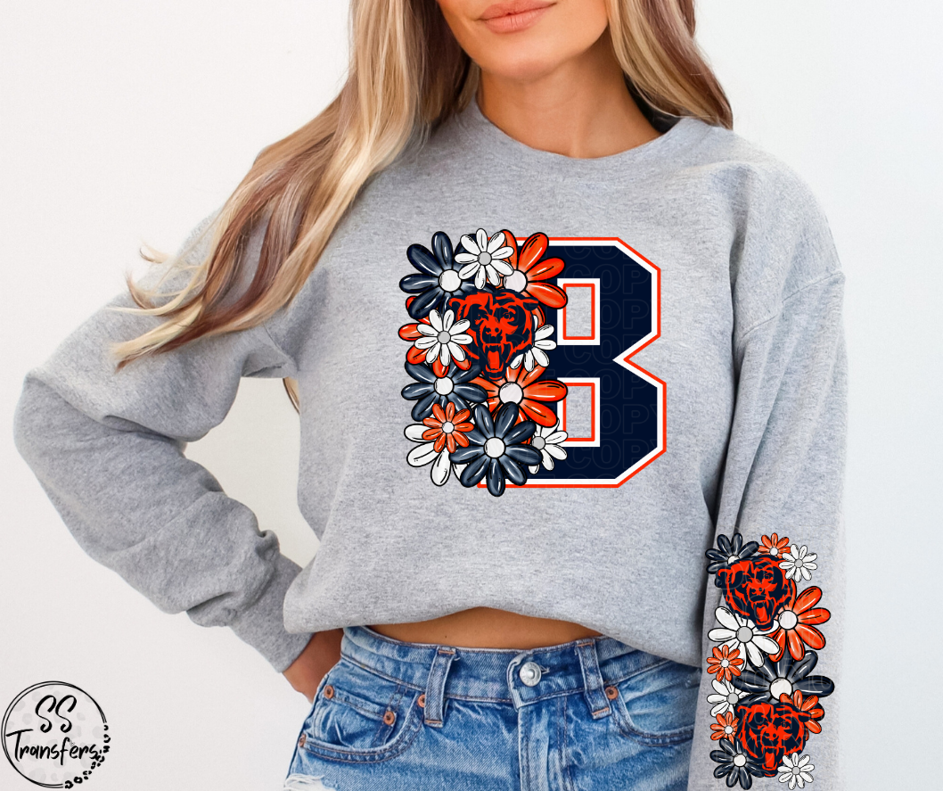 Floral Letter Pro+College Teams (w/ Sleeve Option) DTF Transfer