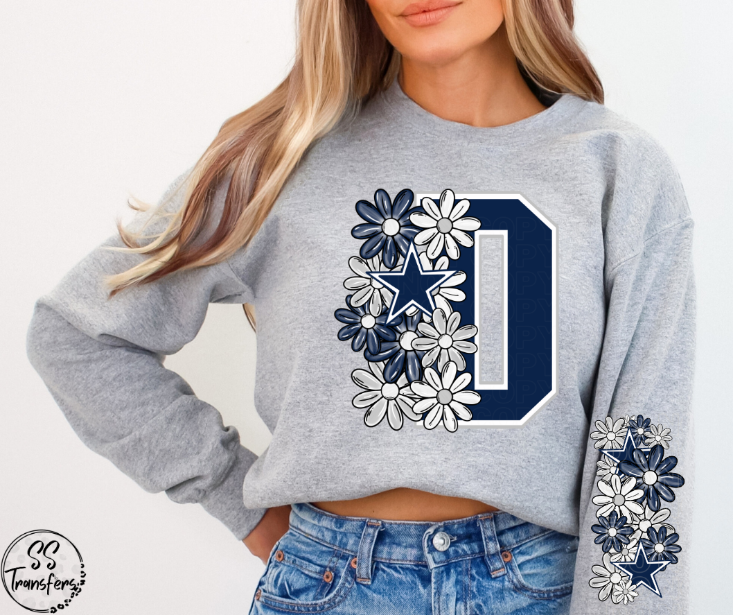 Floral Letter Pro+College Teams (w/ Sleeve Option) DTF Transfer