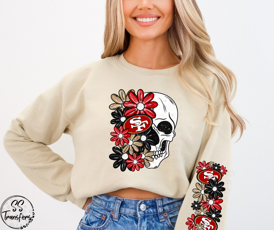 Floral Skull Pro Teams (w/ Sleeve Option) DTF Transfer