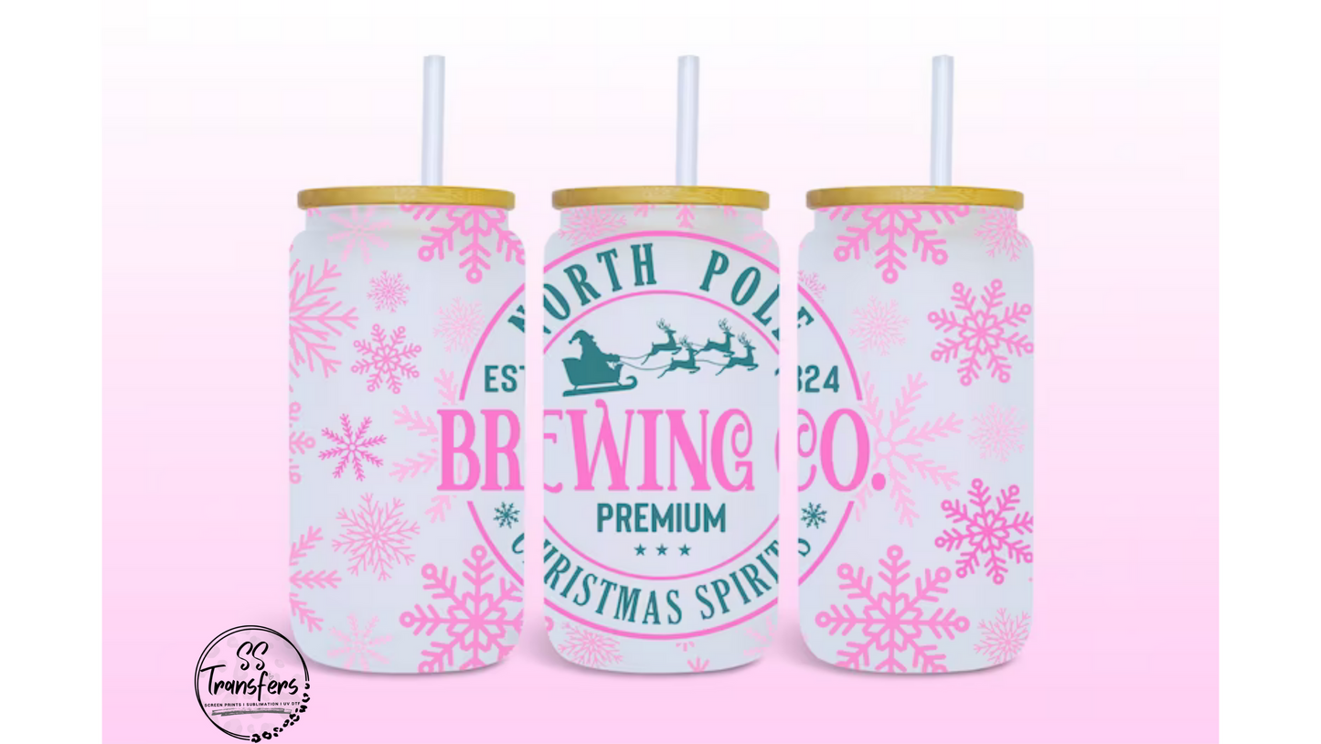 Pink North Pole Brewing Co. Libbey UV Wrap