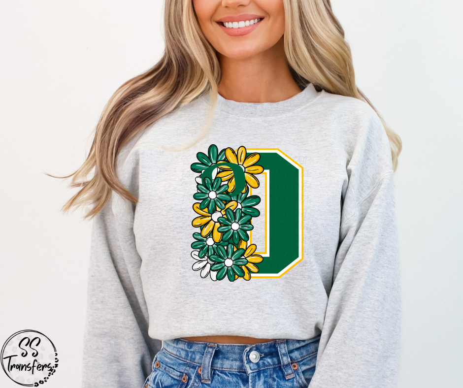 Floral Letter Pro+College Teams (w/ Sleeve Option) DTF Transfer