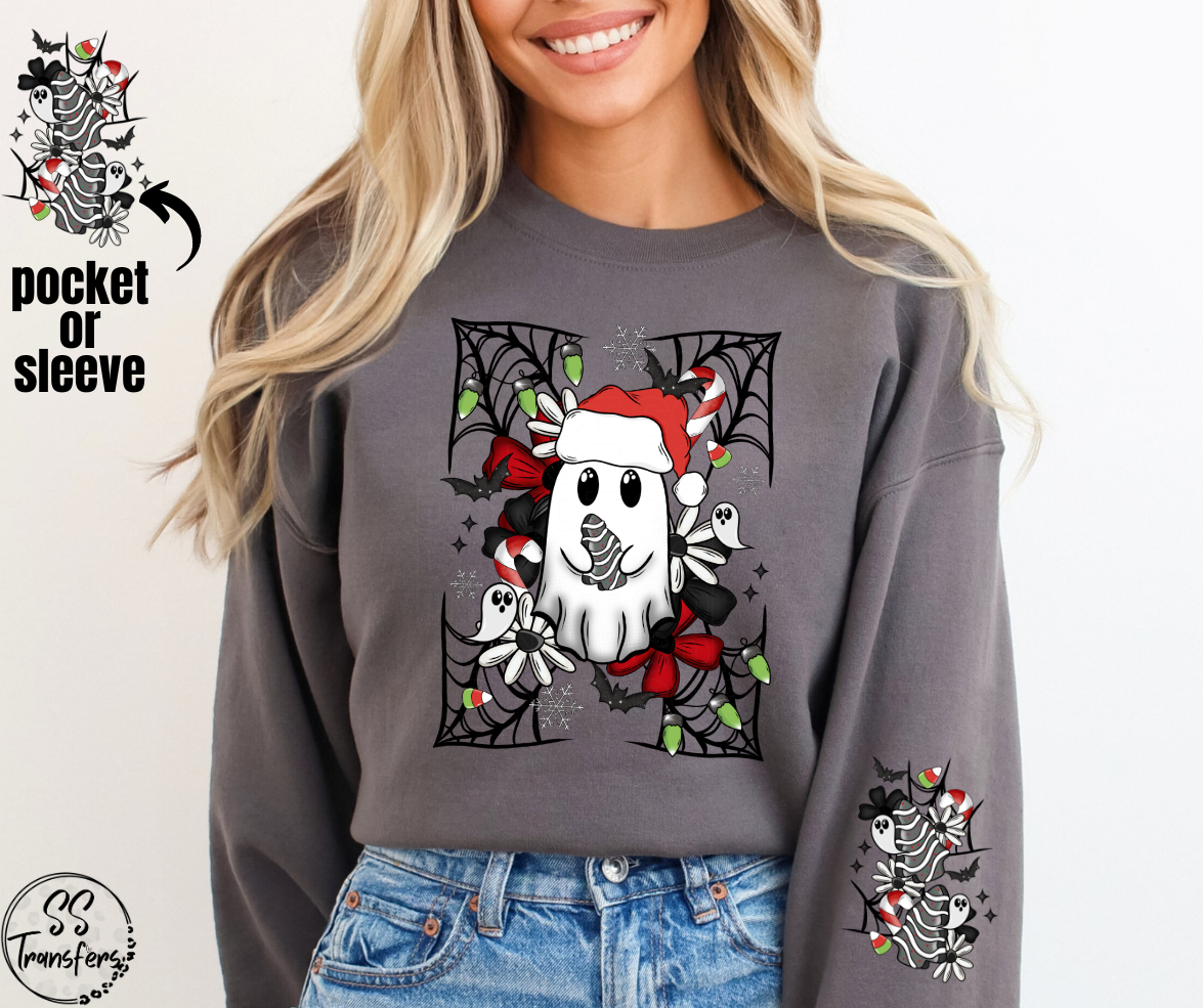 Spooky Santa Ghost (pocket included) DTF Transfer