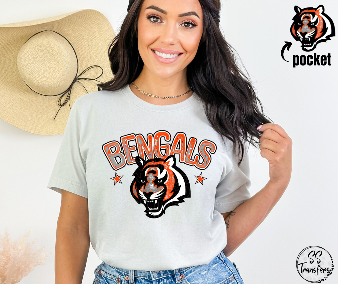 Bengals Faux Bling (pocket included) DTF Transfer